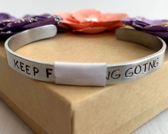 keep f-ing going bracelet, keep going bracelet, mantra bracelet, affirmation bracelet, intention bracelet, cheer up gift