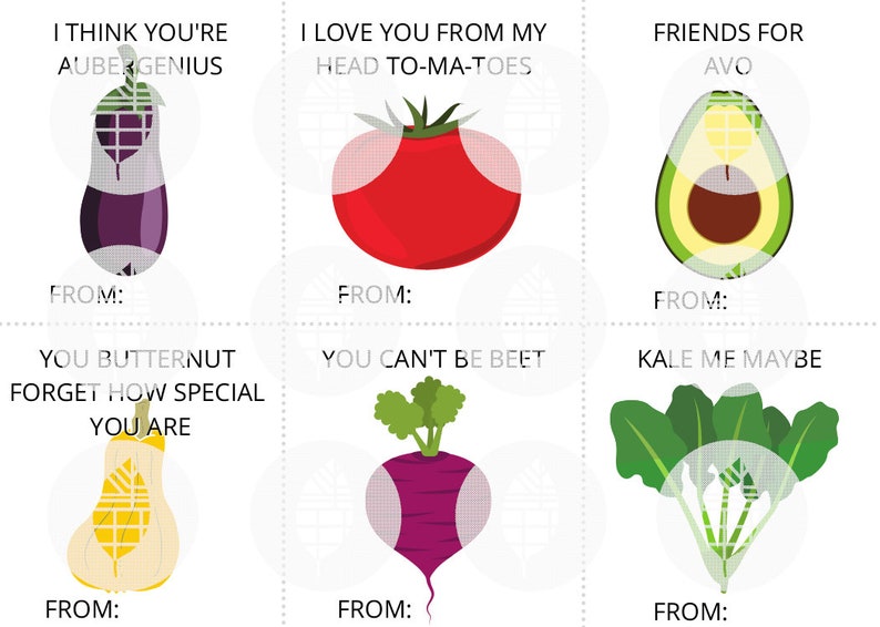 Kids Valentine Cards | INSTANT DOWNLOAD | Veggie Valentines, Vegetable ...