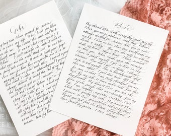 Calligraphy Vows / Wedding Vows / Hand Lettered Wedding Vows/ Custom Vow Prints/ Wedding Song/ Wedding Gift/ First Year Anniversary Gift