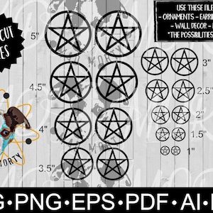 Pentagram with tiny holes Laser Ready Cut DIGITAL FILES ONLY svg Giant Earrings Necklace Wall Decor Gift Tags Witch Occult Wood Acrylic
