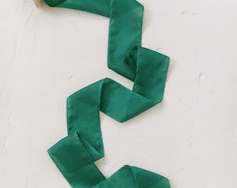 Emerald Silk Ribbon | Green Silk Ribbon | Hand Dyed Silk Ribbon