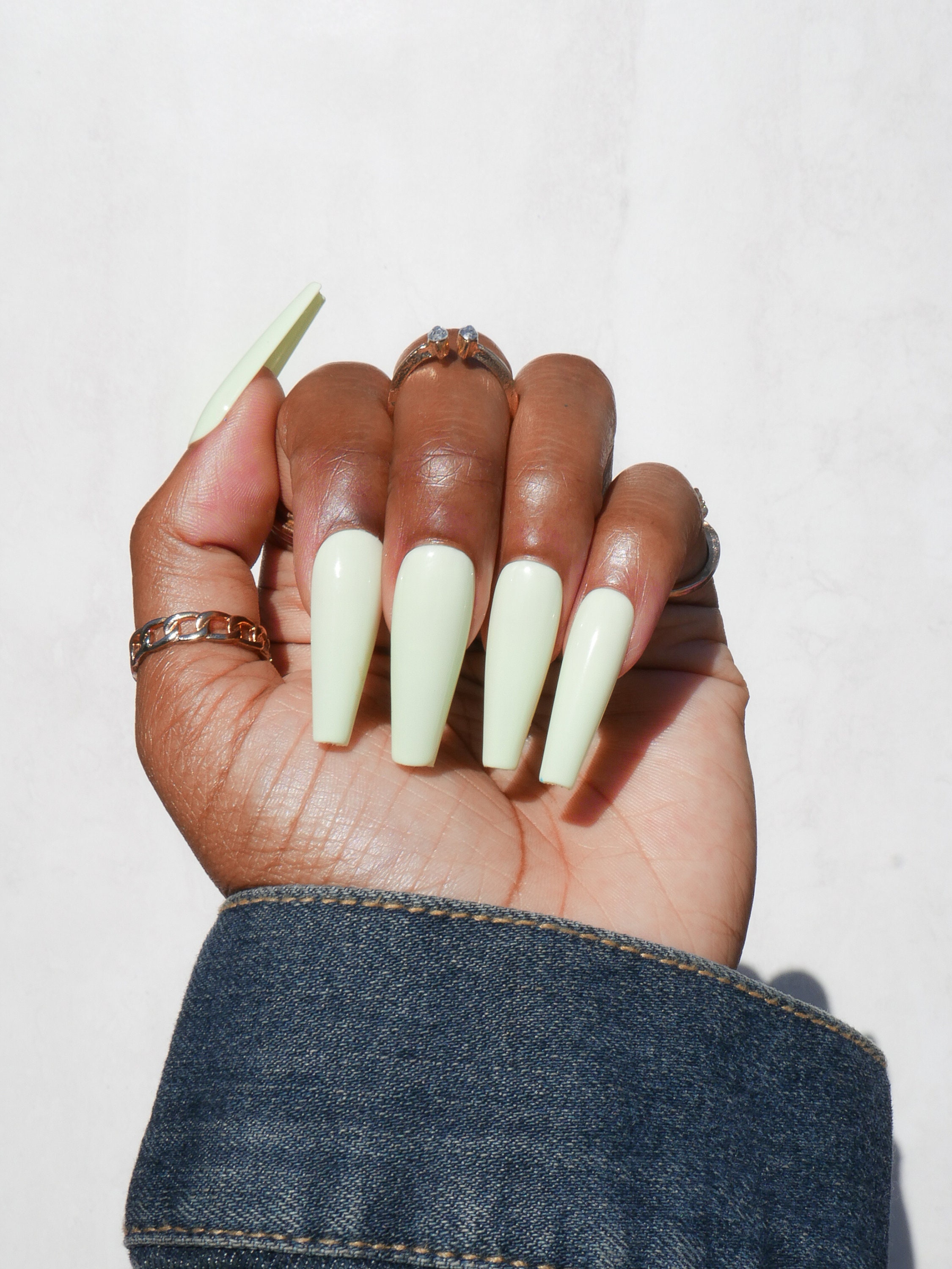 Mint to Be Solid Color Basic Green Set Press on Faux Nails - Etsy Israel