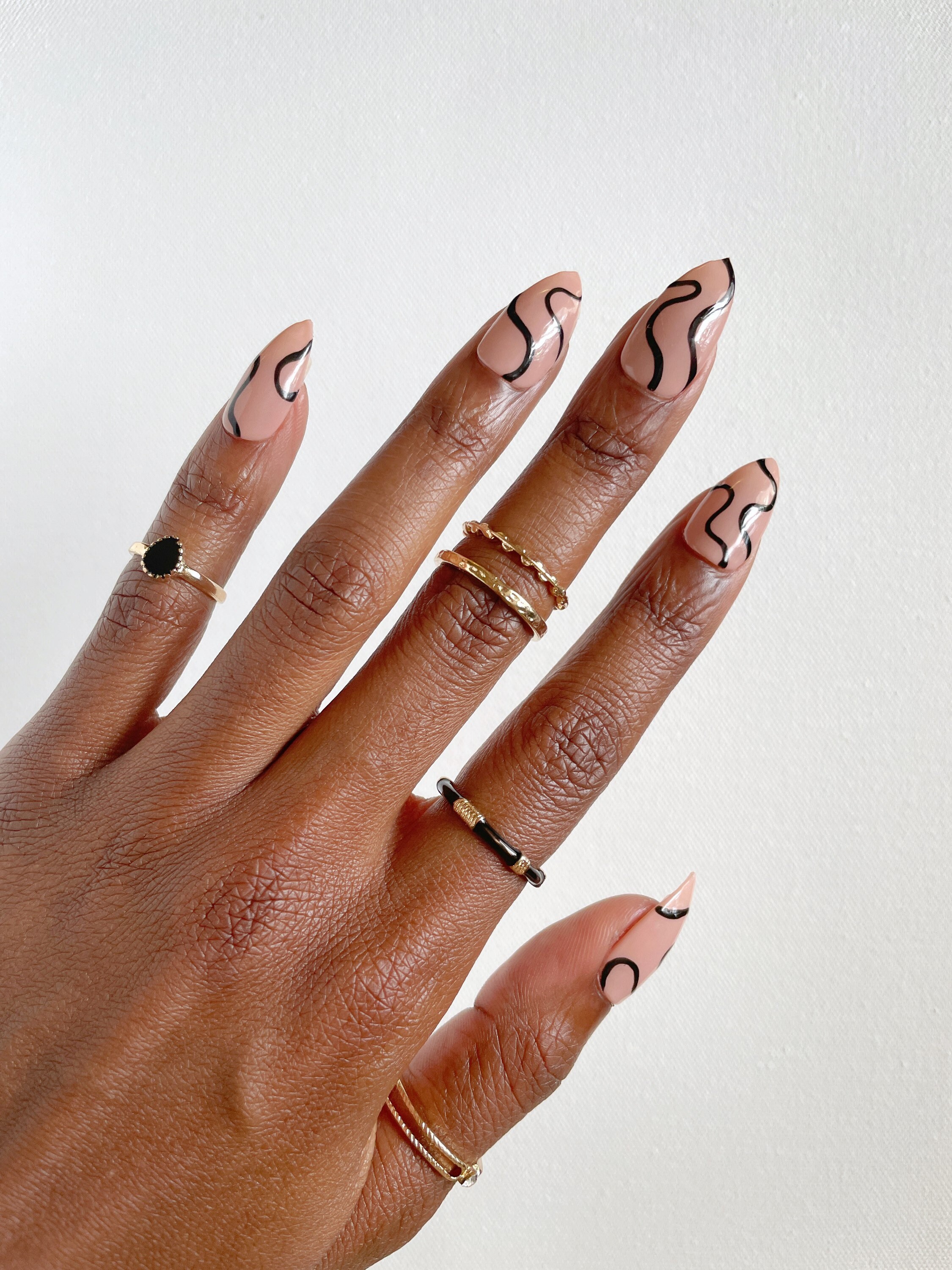 Tangled Nude and Black Abstract Squiggle Line Reusable - Etsy