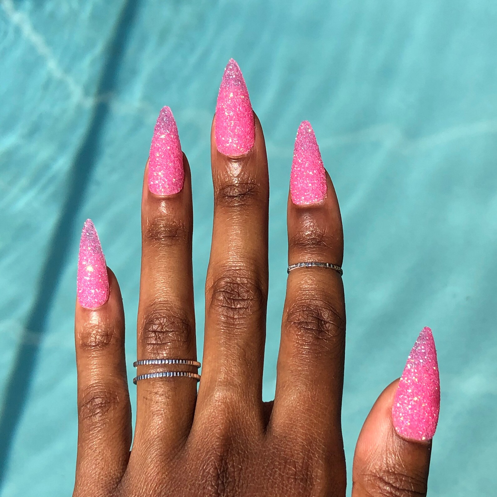 Strawberry Kiwi Sugar Nails Dark Pink Glitter Press On Nails Etsy