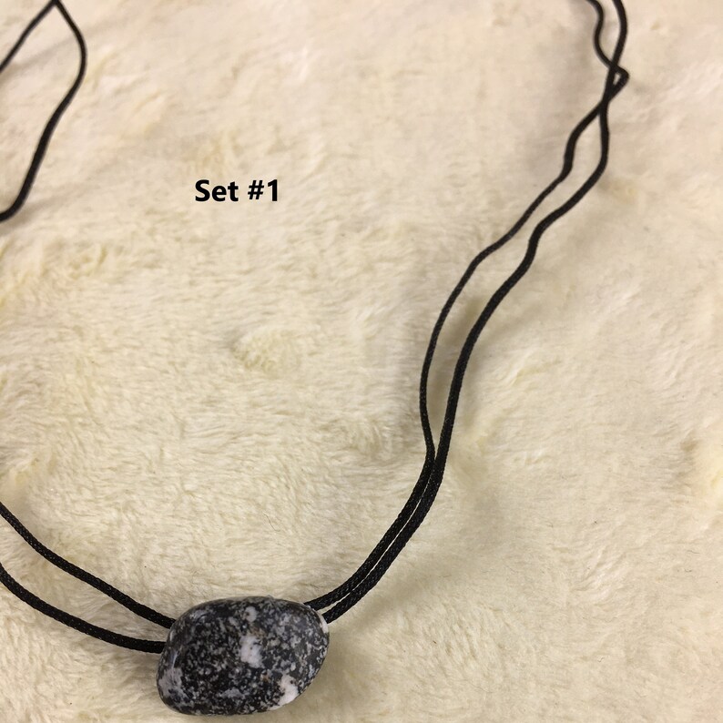 Black and White Granite Necklace and Earring Set Etsy