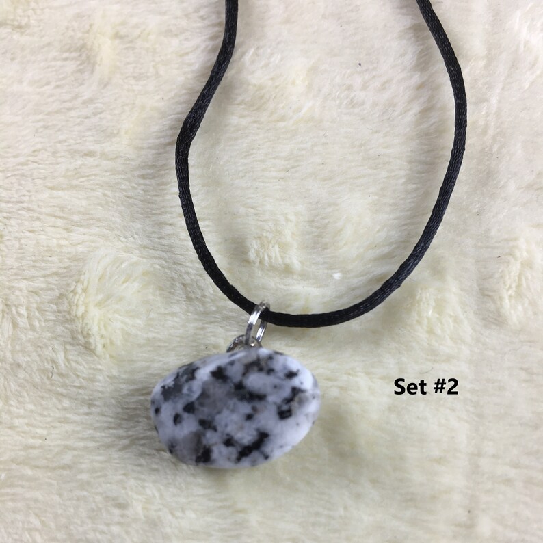 Black and White Granite Necklace and Earring Set Etsy