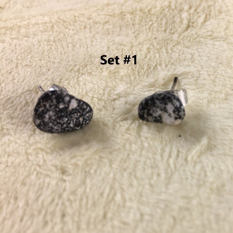 Black and White Granite Necklace and Earring Set Etsy