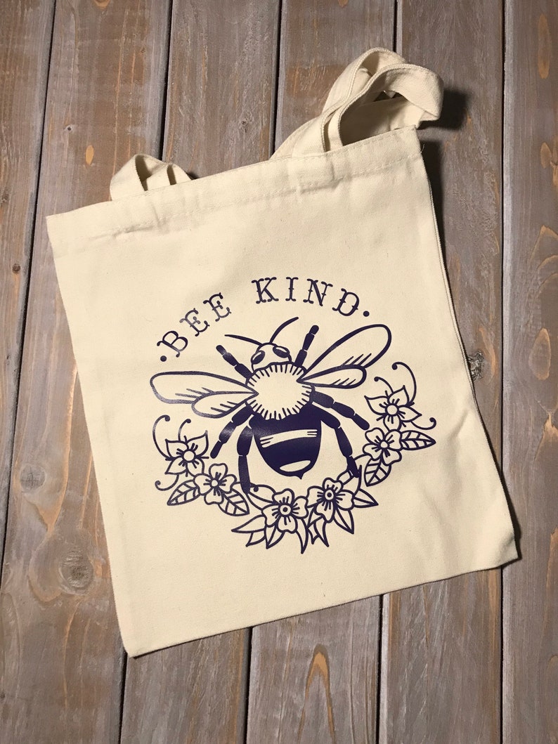 Reusable Canvas Totes Bee Kind Navy