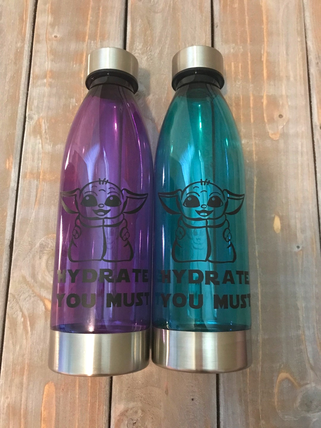 Baby Yoda Inspired Water Bottles Hydrate You Must Star Wars Etsy