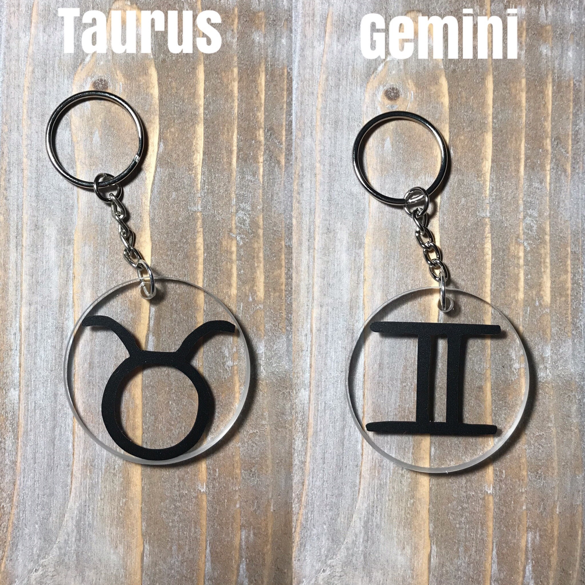 Vinyl Designed Acrylic Keychains Zodiac Symbol Keychains Etsy
