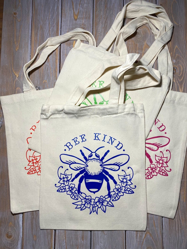 Reusable Canvas Totes Bee Kind image 1