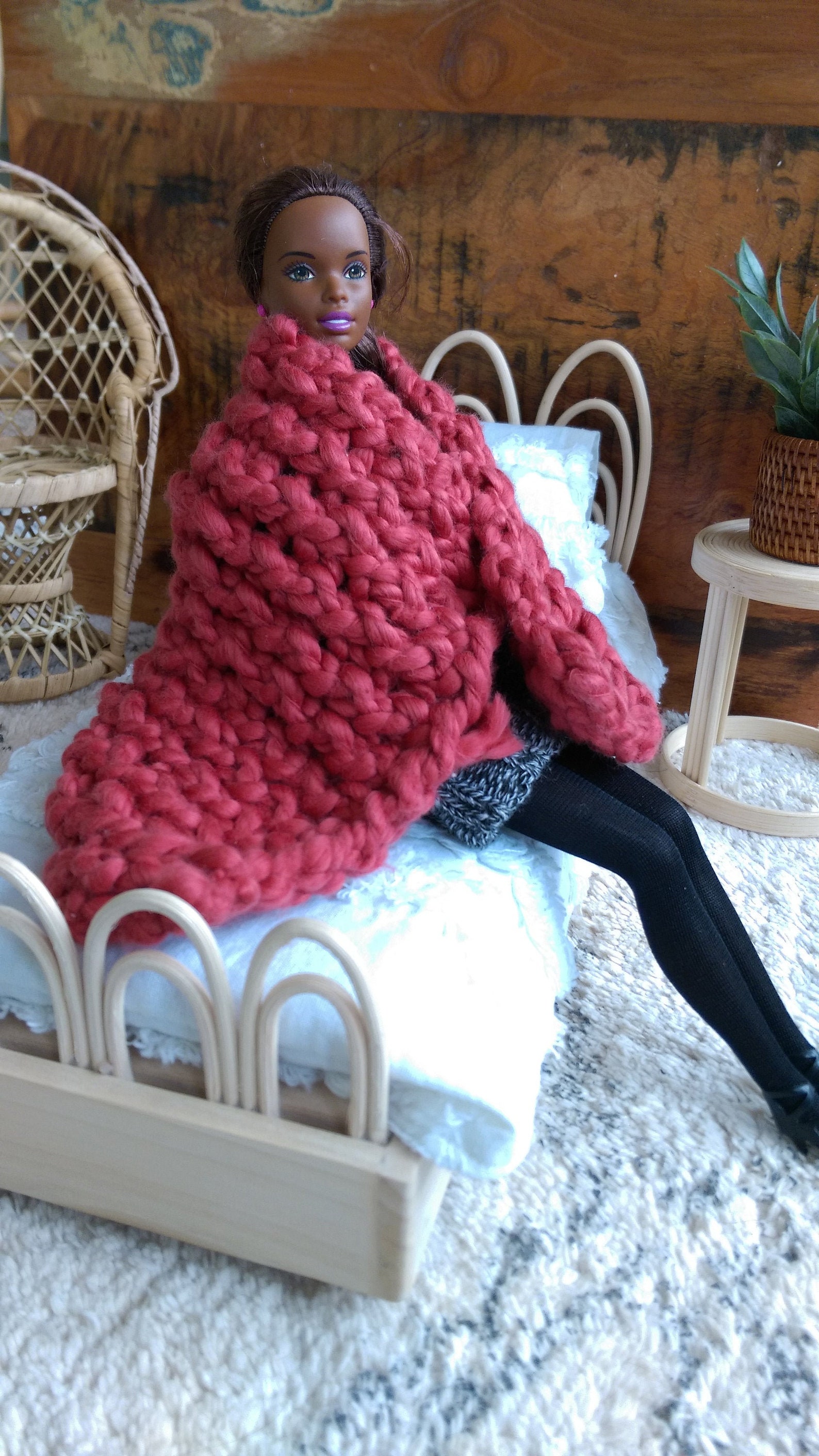 16 scale knitted barbie throw blanket doll blanket doll Etsy