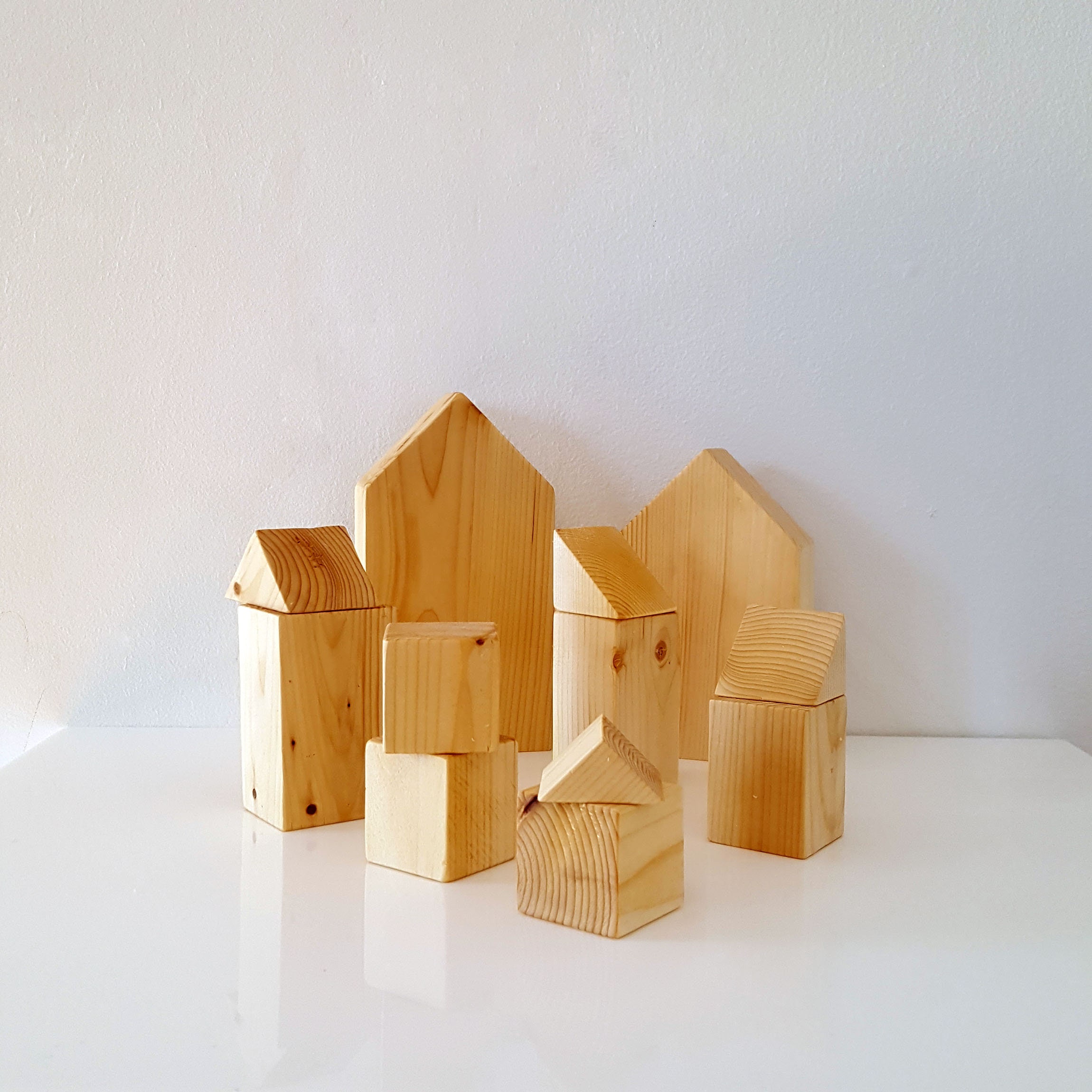 waldorf spielzeug Holzspielzeug Häuser Holzblöcke Holz Blockspielzeug Kleinkind Spielzeug