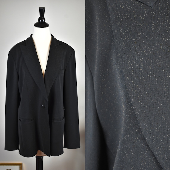 XL/XXL Vintage Emanuel Ungaro Black Blazer with G… - image 1