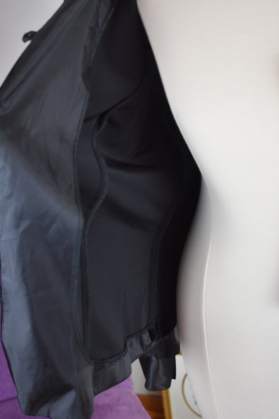 S/M Vintage Black Velvet Blouse with Sheer Sleeves - image 9