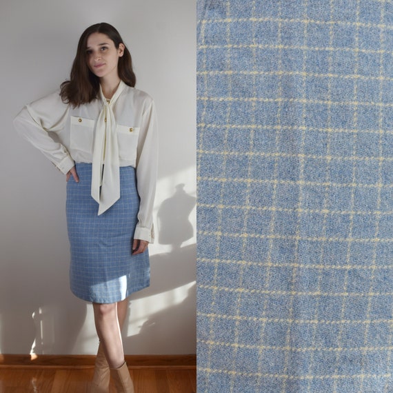 Xs Vintage Blue Check Skirt by The Villager