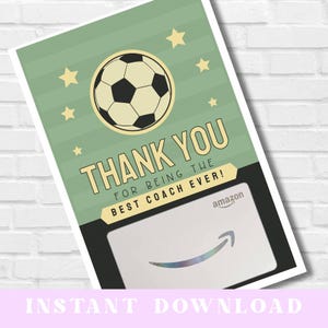 Merci à l'entraîneur de football - Porte-cartes cadeau imprimable - PDF 5 x 7 - Téléchargement immédiat