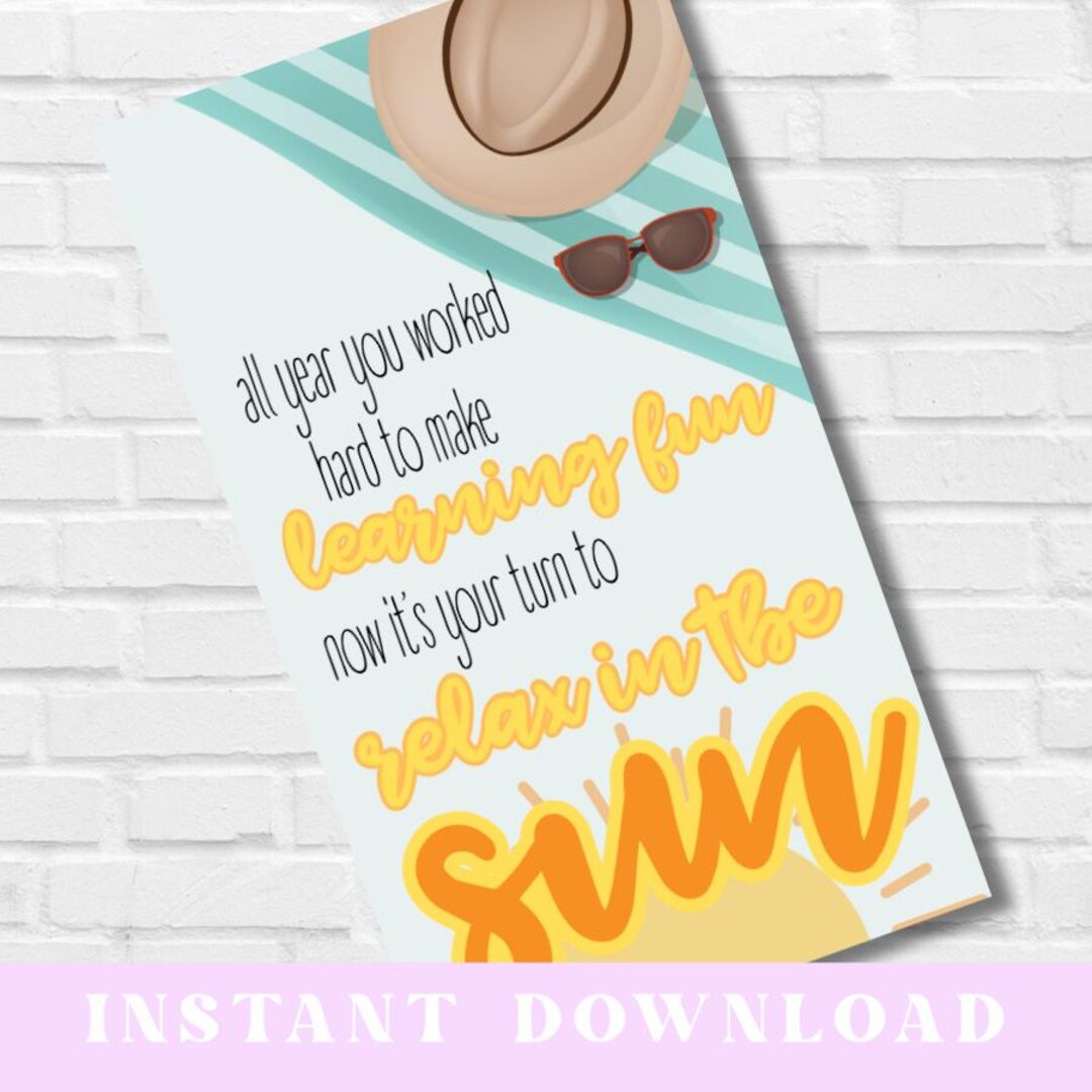 Relax in the Sun Teacher Gift Tag | Printable End of Year Tag | Summer ...