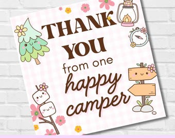 Happy Camper Thank You Tags: Camping Theme Printable Gift Tags (Digital Download)