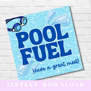 Etiquetas para la competición de natación Pool Fuel: etiquetas imprimibles de refrigerios motivacionales, etiquetas para premios del equipo de natación, dos tamaños, descarga instantánea