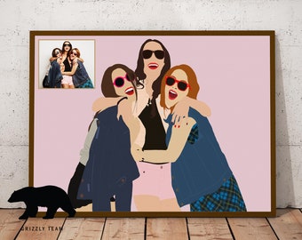 Portrait Illustration | Personalised Gift | Minimalist Custom Illustrations from photo | Custom best friend gift