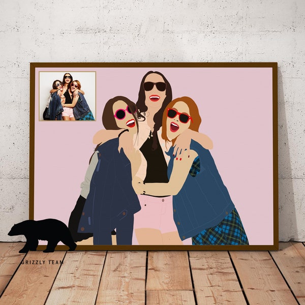 Portrait Illustration | Personalised Gift | Minimalist Custom Illustrations from photo | Custom best friend gift