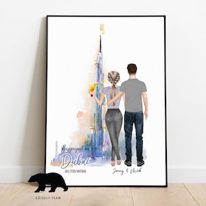 Couple Travel Print | Dubai Print | Love Print | Dubai Engagement Gift | Personalised Couple Print | Boyfriend Print | Engagement |  Digital
