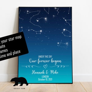 | personnalisée de la carte des étoiles Affiche de carte des étoiles personnalisée | | d’impression Night Star | d’impression de carte des étoiles personnalisée | d’impression personnalisée de cartes des étoiles Cadeau d’anniversaire