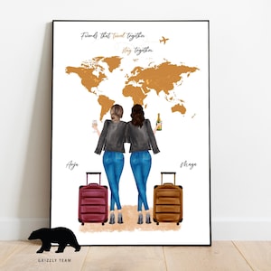 Birthday Gift Idea | Travel Friends | Gift Idea For Friend | Travel Buddy Print | Customized Gift for Traveler | Custom Travel Gift | Travel