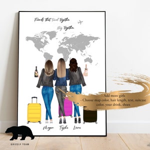 Impressão de amigo de viagem, amigos de viagem, presente de melhor amigo, presente de citação de viagem, presente de viagem personalizado, presente de companheiro de viagem, impressão de companheiros de viagem