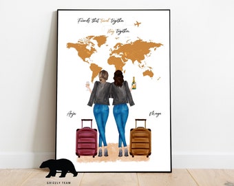 Birthday Gift Idea | Travel Friends | Gift Idea For Friend | Travel Buddy Print | Customized Gift for Traveler | Custom Travel Gift | Travel