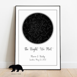 Mapa de la estrella / cartel del mapa de la estrella personalizada / impresión del cielo de la noche / regalo de la boda / regalo del aniversario de la boda / regalo personalizado / regalo personalizado