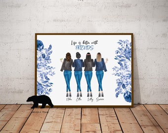 Friends forever | Gift For Your Best Friends | BFF | Personalized Gift for Best Friend | Poster Portrait for Friends | Best Birthday Gifts