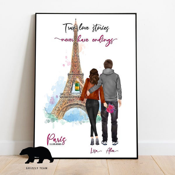 Couple Print, Engagement Gift, Anniversary Gift, Personalised Couple Print, Customized Couples Gift for Fiance, Personalised Couple Gifts