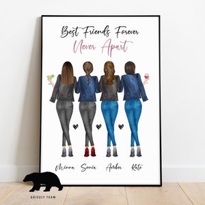 Friends forever Gift For Your Best Friends BFF Personalized Gift for Best Friend Poster Portrait for Friends Best Birthday Gifts 画像 1