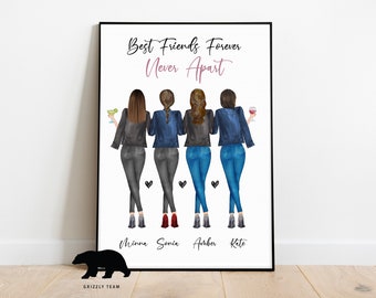 Friends forever | Gift For Your Best Friends | BFF | Personalized Gift for Best Friend | Poster Portrait for Friends | Best Birthday Gifts