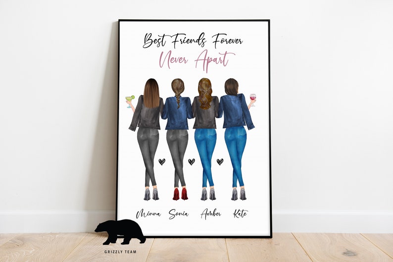 Friends forever Gift For Your Best Friends BFF Personalized Gift for Best Friend Poster Portrait for Friends Best Birthday Gifts 画像 1