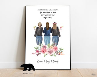 Friends forever | Gift For Your Best Friends | BFF | Personalized Gift for Best Friend | Poster Portrait for Friends | Best Birthday Gifts