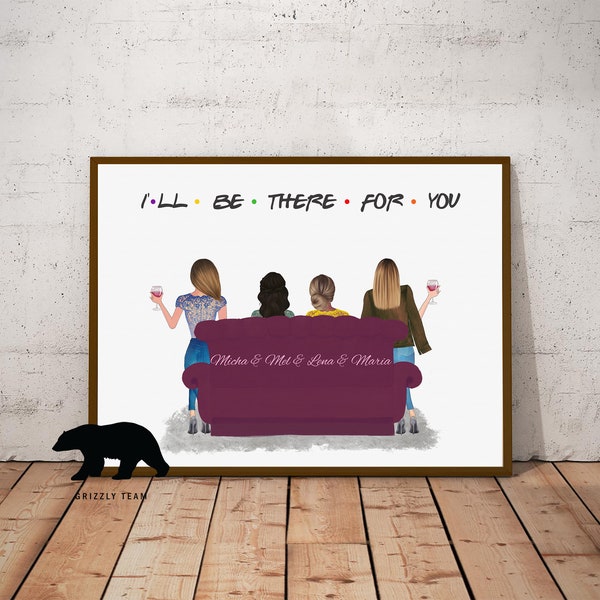 Je serai là pour vous amis | Social Distancing Friends Print | Idée cadeau pour les amis | Amis Pivot | Cadeau personnalisé | Amis Quarantaine