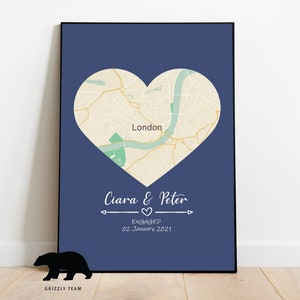 Personalisierte Herz karte | Personalisiertes Geschenk für Ihn | Personalisiertes Geschenk zur Verlobung | Personalisiertes Geschenk für Mann | Verlobungsliebe Karte
