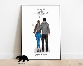 Couples Gift, Personalized Couple Print, Gift for Her, Engagement Gift, Anniversary Gift, Boyfriend Girlfriend Print, Customised Couple Gift