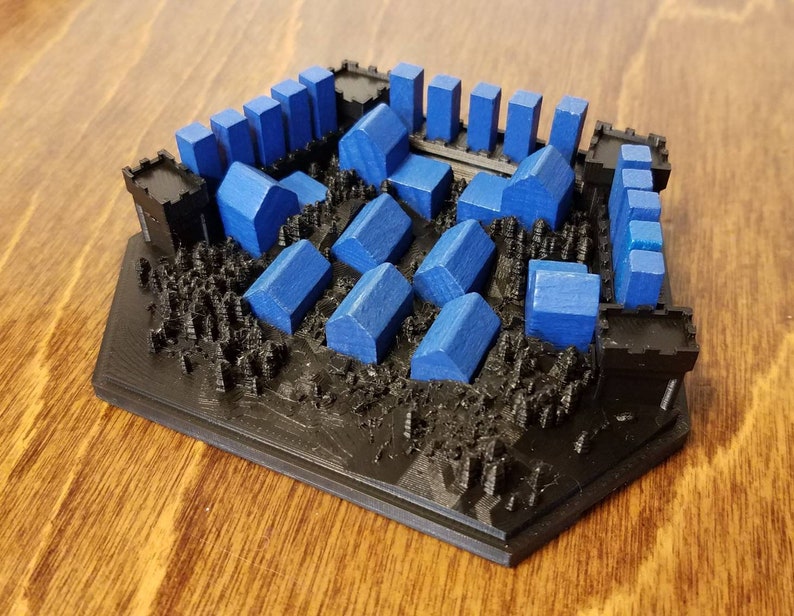 Set of 4 Piece Holder Settlers of Catan Castle Village Theme