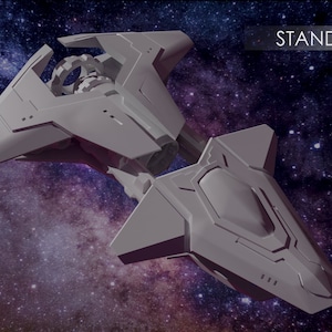 Miniature Spaceship Shuttle, STL 3D File, Printable Model Spacecraft, Jet Corvette, Sci Fi Ship by DannyboyGames