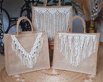 XXL Makramee Jute Shopper / Jutetasche groß / Jute Beutel / Bag