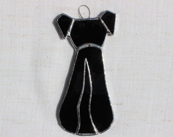 Small stained-glass dog, black