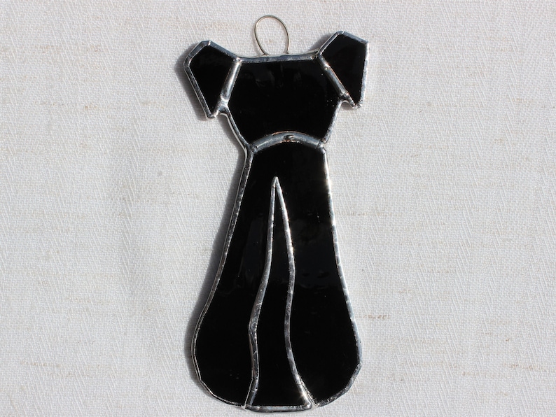 Small stained-glass dog, black image 1