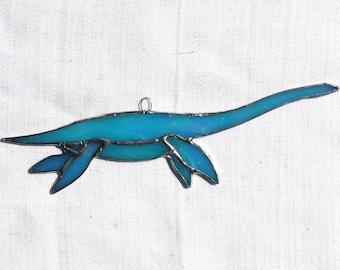 Small stained-glass Plesiosaurus dinosaur