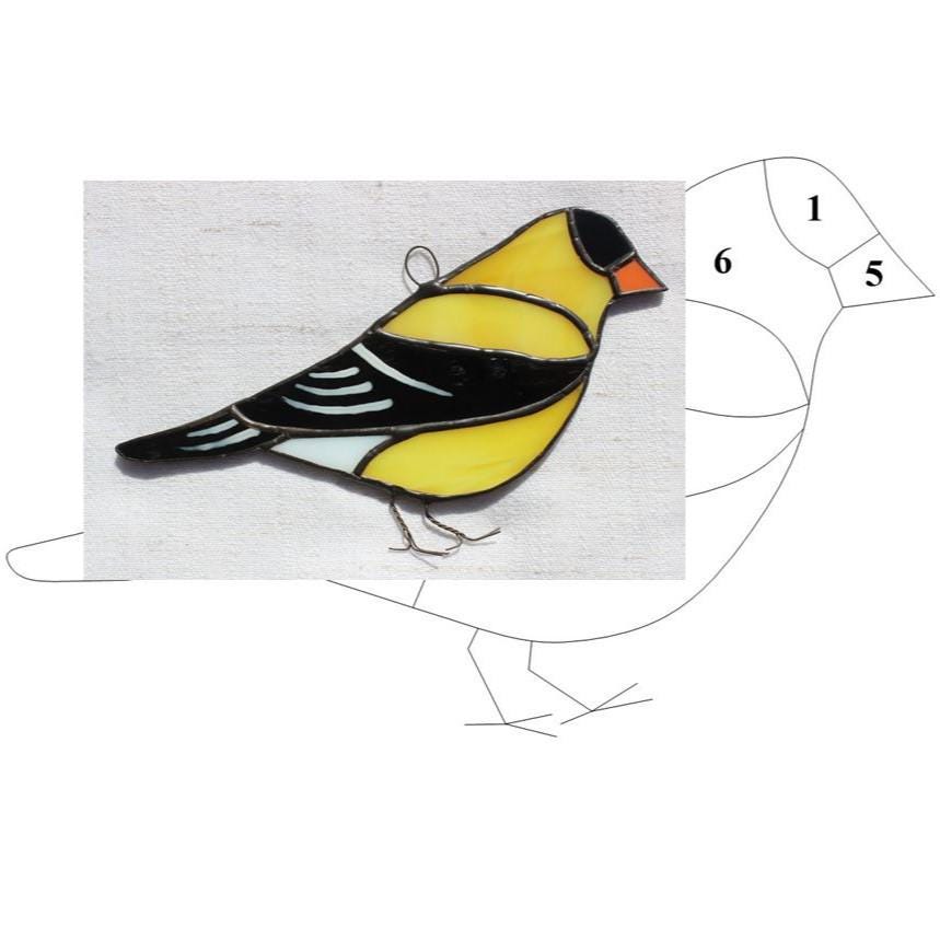 Pattern — stained glass American Goldfinch digital download, includes wire feet tutorial