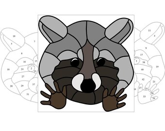 Pattern — stained glass raccoon with hands digital download