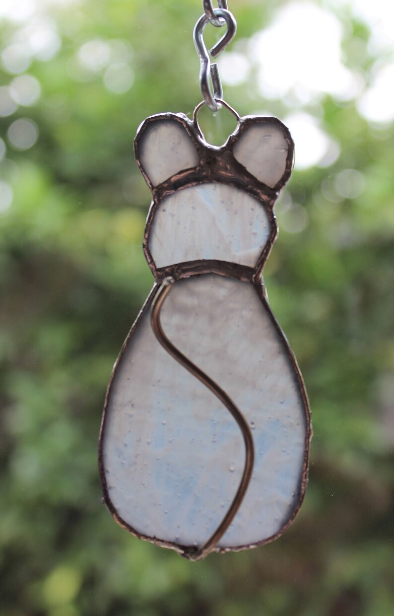 Small stainedglass rat/mouse gray Etsy